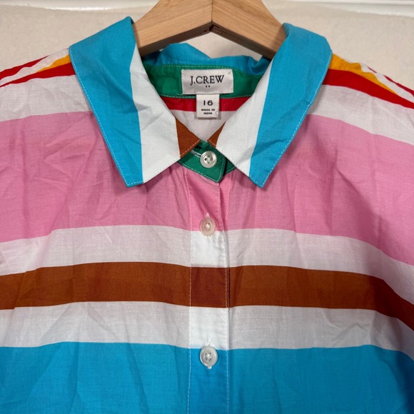 J.Crew Multicolor Striped Maxi Dress Women's Size 16 Shirt Dress - Picture 3 of 7